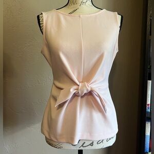 Ann Taylor Pink Sleeveless Tie Front Blouse